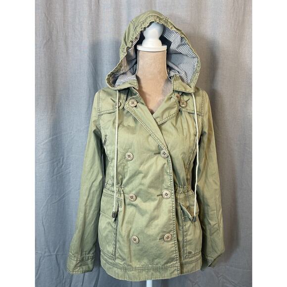 Safari Military Jacket Womens S/M Army Green Full Zip Hooded Normcore - Picture 1 of 12